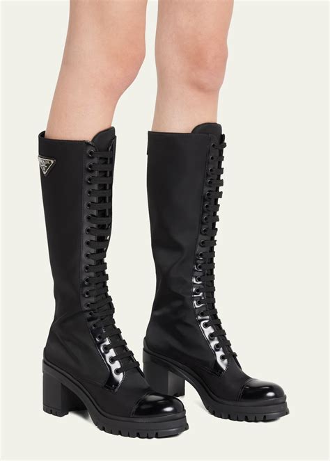 prada knee-high boots|prada lace up combat boots.